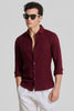 Maroon Self-Striped Shirt