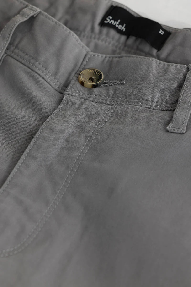 Astral Grey Plain Slim Fit Chinos