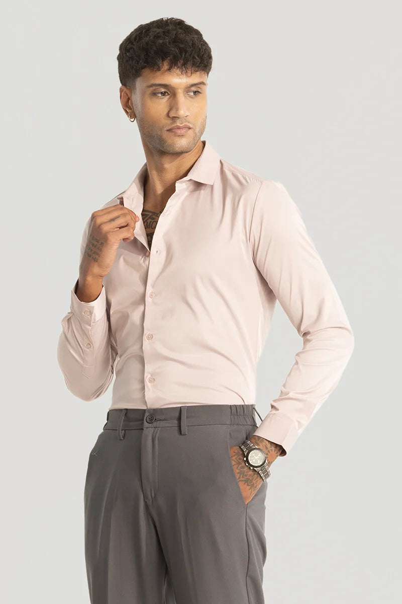 Pink Slim Fit Stretch Shirt