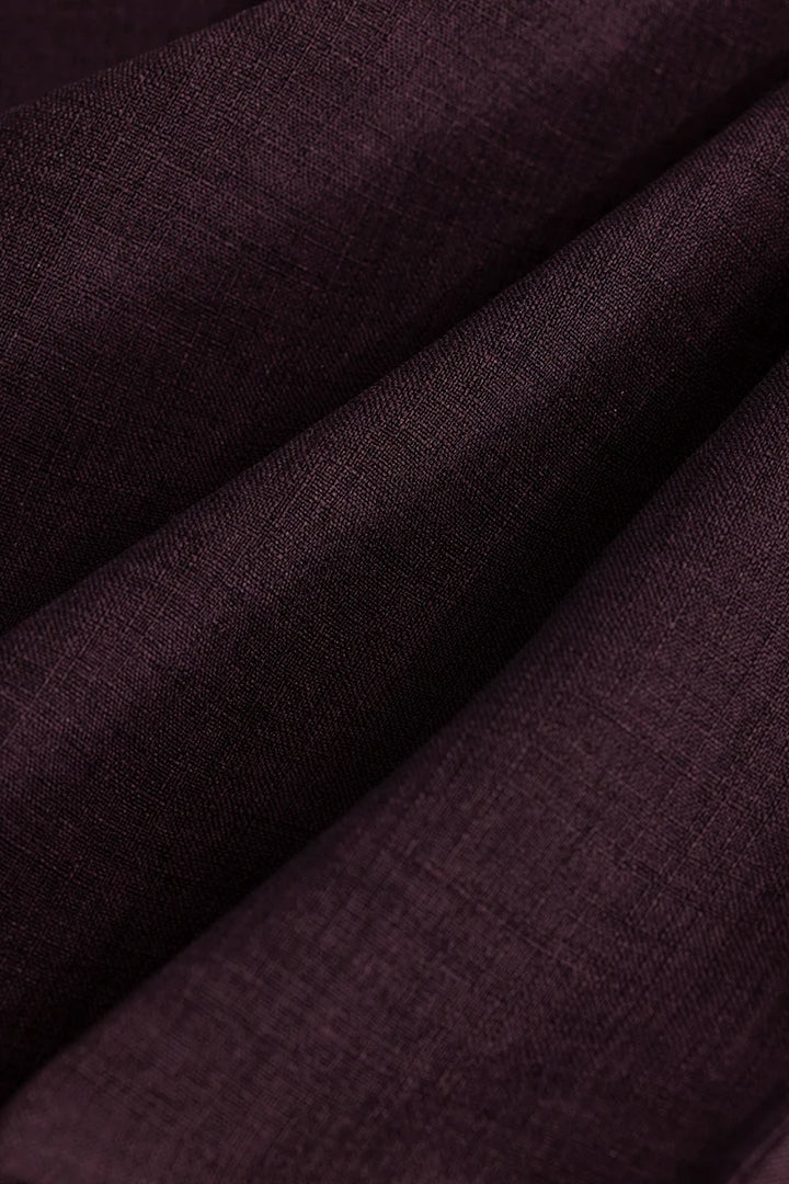 Purple Mandarin Linen Shirt