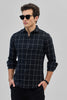 Black Textured Checks Shirt