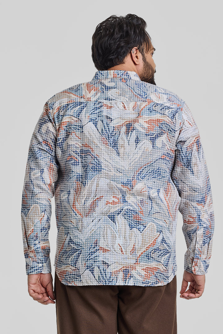 Multi Floral Textured Plus Size Shirt