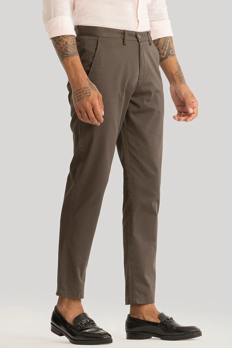 Buy Men's Urban Stride Brown Plain Slim Fit Chinos Online | Snitch – SNITCH