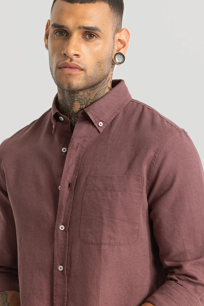 Mauve Linen Blend Shirt