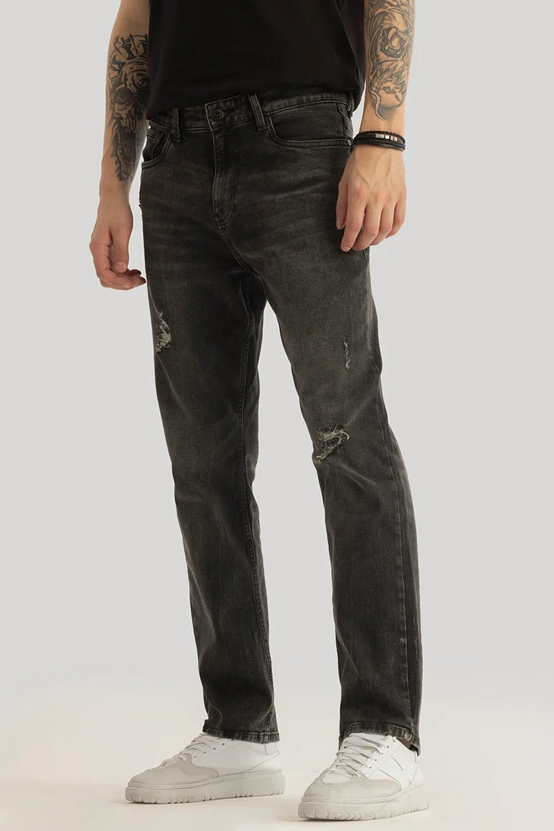 Ember Grunge Black Distressed Comfort Fit Jeans