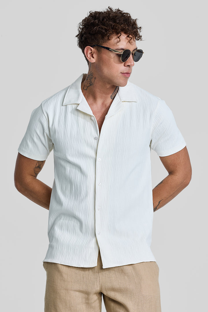 White Cuban Textured Shirt