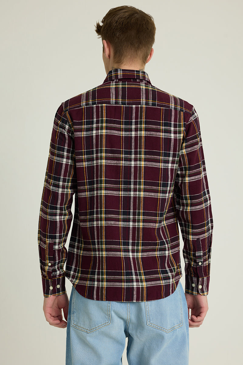 Maroon Checks Linen Shirt