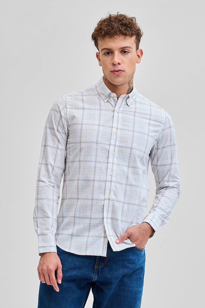 Beige Checks Oxford Shirt