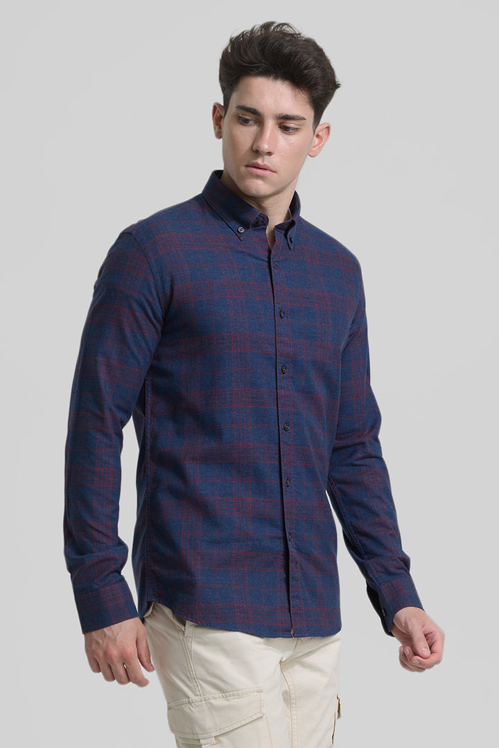 Navy Checks Slim Fit Shirt