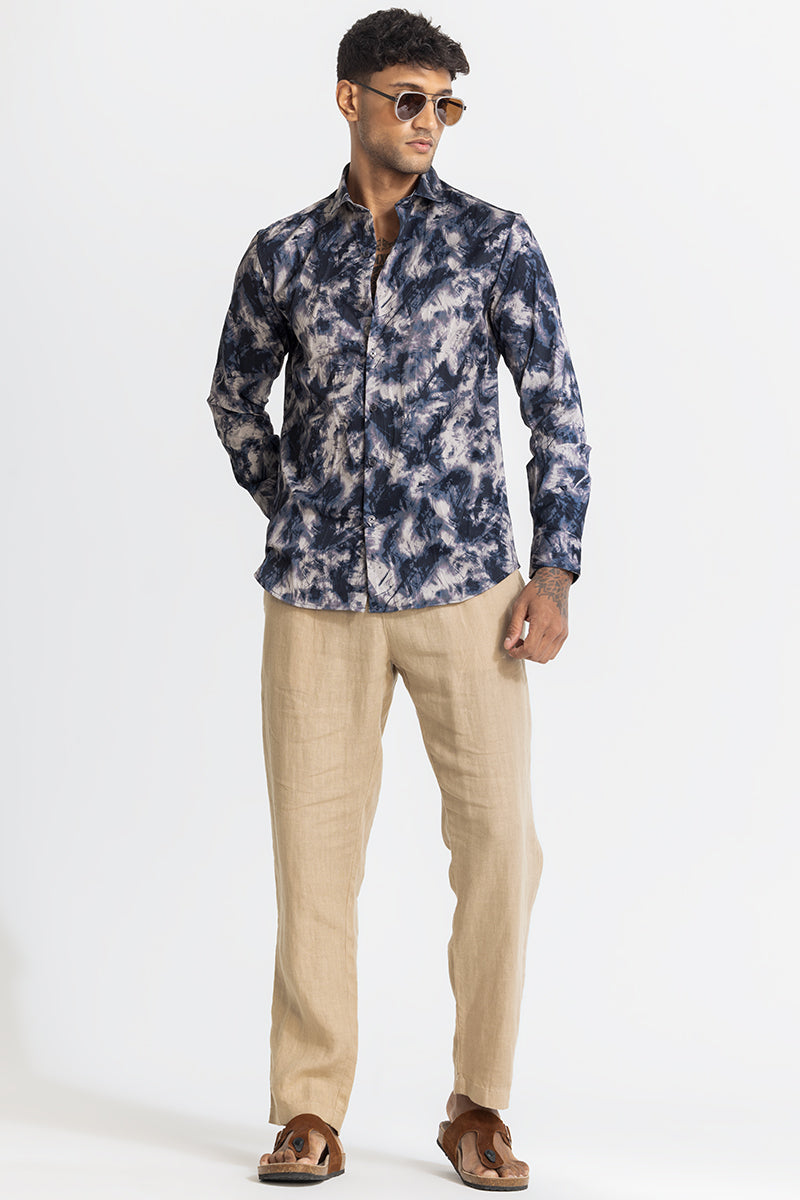 Navy Textured Abstract Shirt