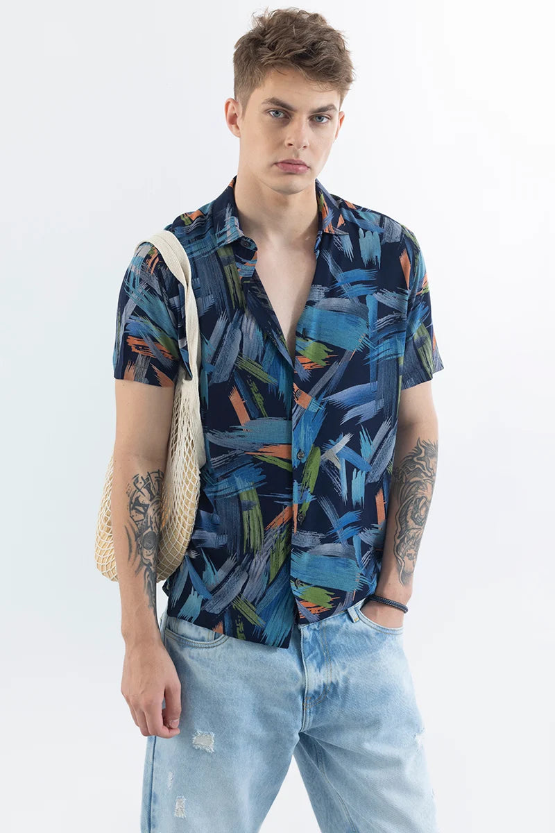 Silvana Blue Abstract Shirt