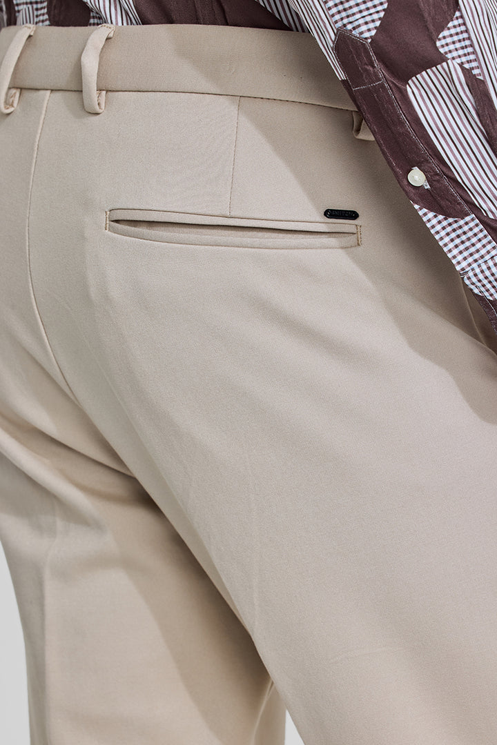 Beige Slim Fit Trousers