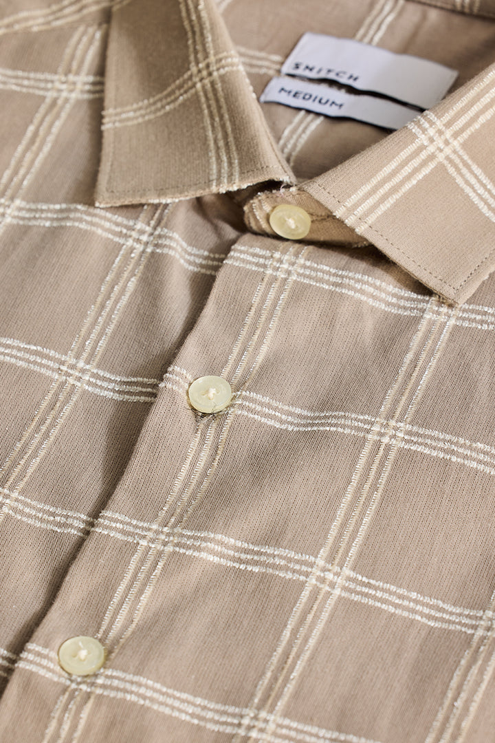 Beige Checks Slim Fit Shirt