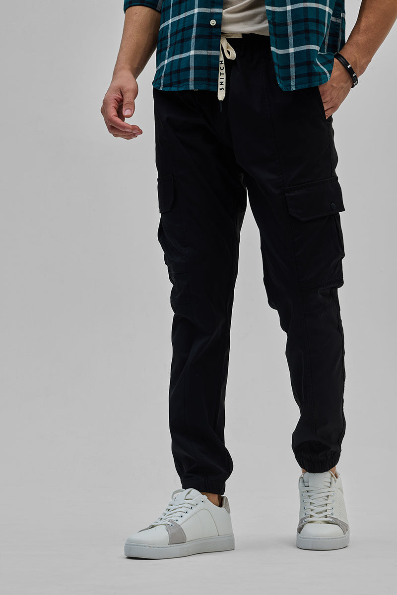 Black 5 Pockets Slim Fit Joggers