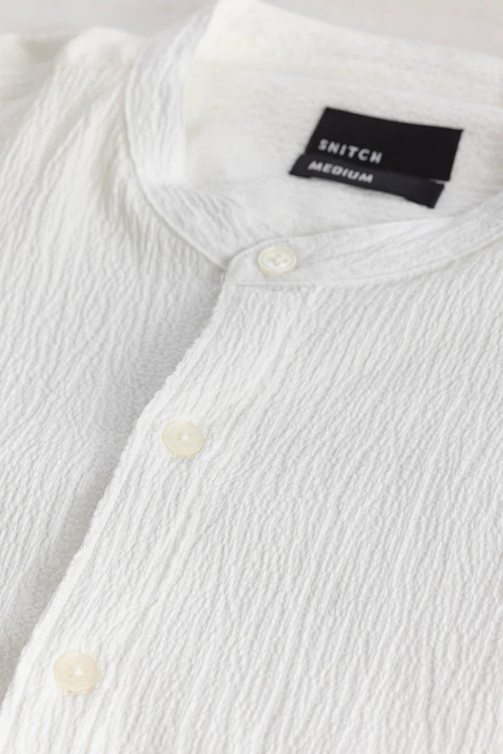 Berit White Textured Shirts