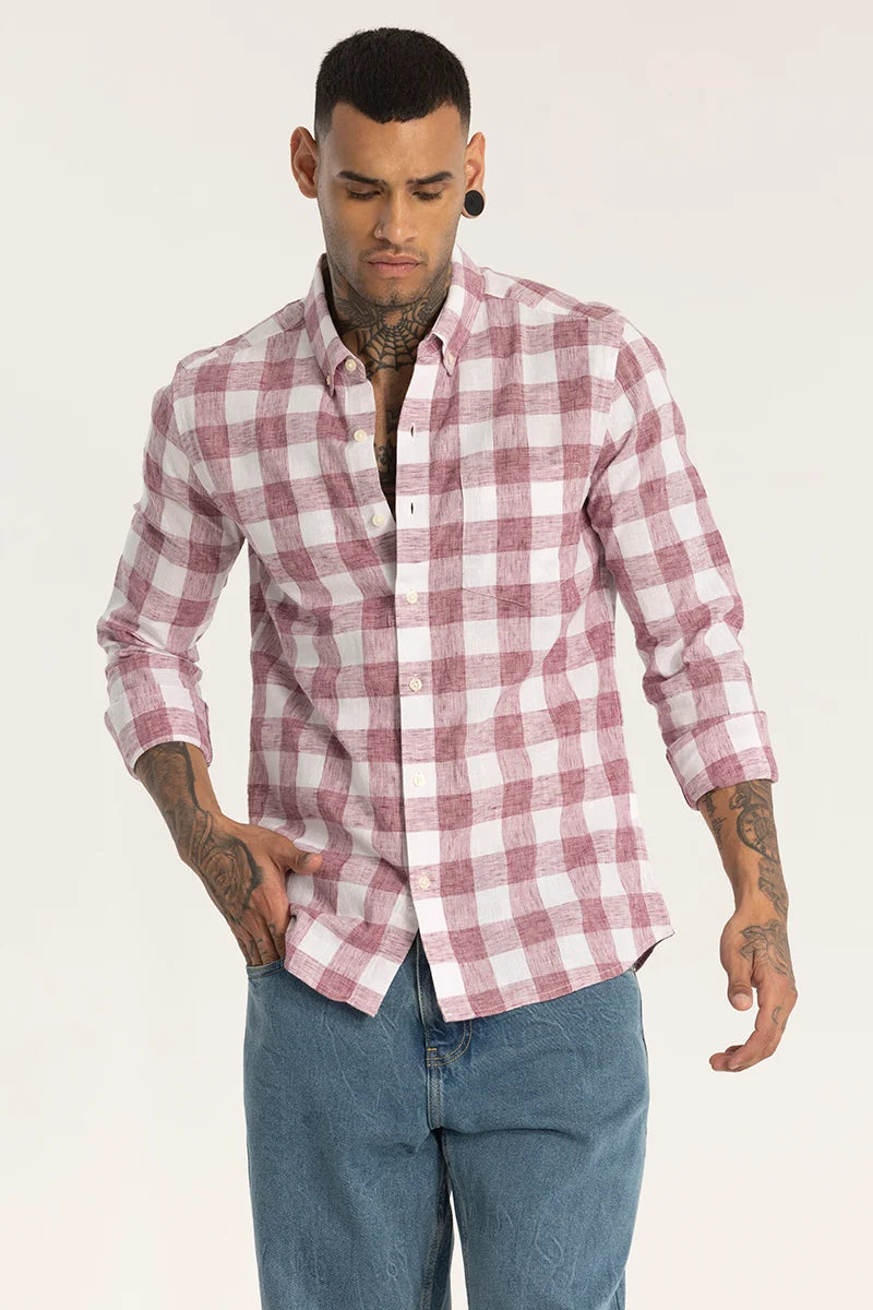 Mauve Checks Linen shirt