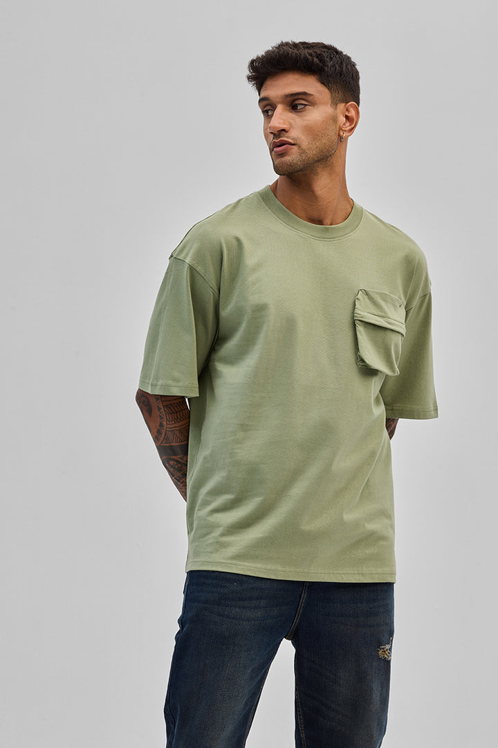 Sage Utility Pocket Oversized T-Shirt