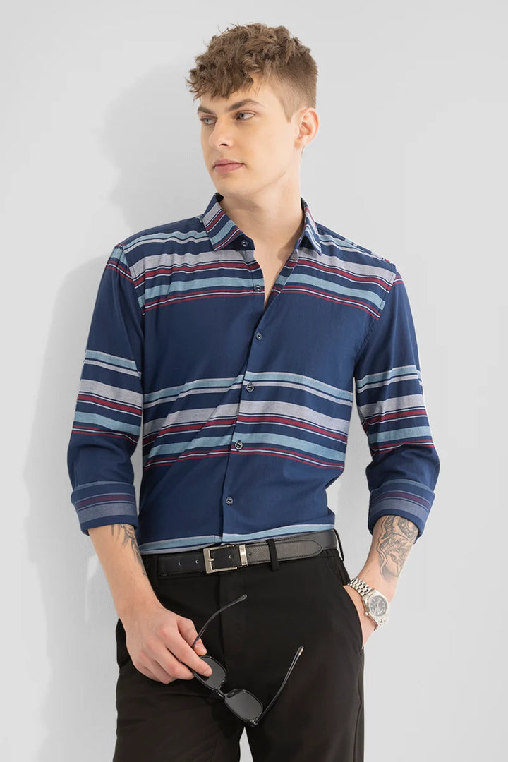 Dark Blue Stripes Slim Fit Shirt