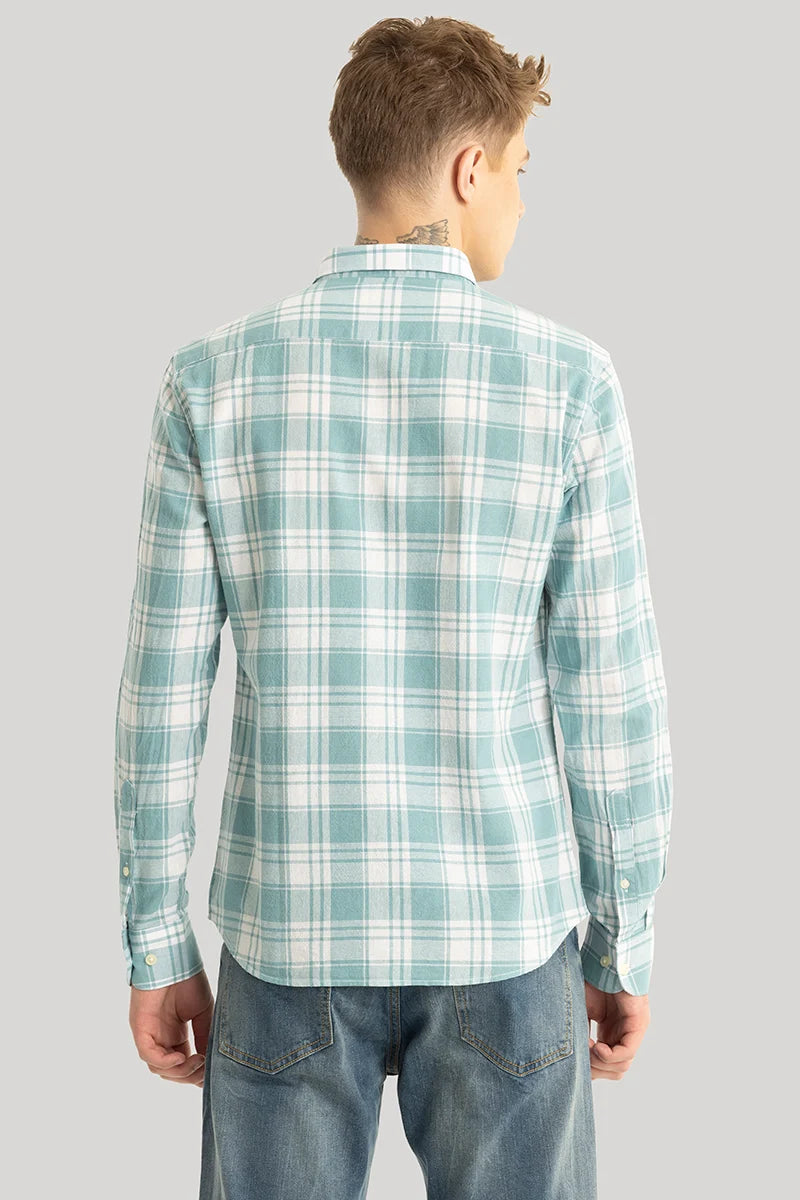 Titan Turquoise Checks Linen Shirt