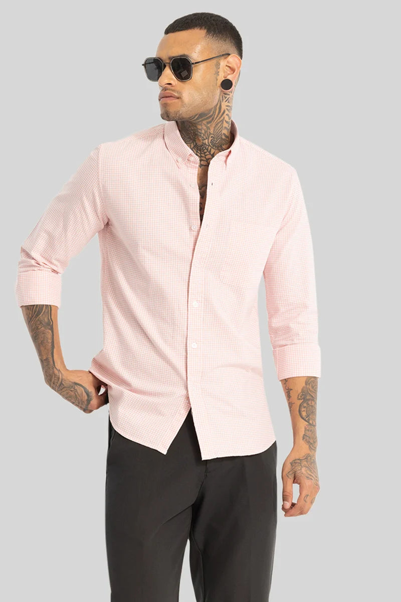 Peach Oxford Checks shirt