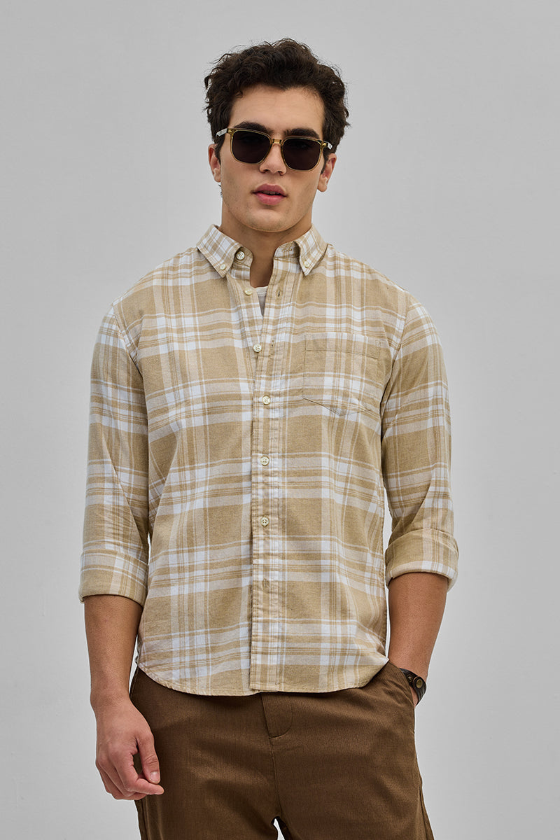 Khaki Oxford Checks Shirt