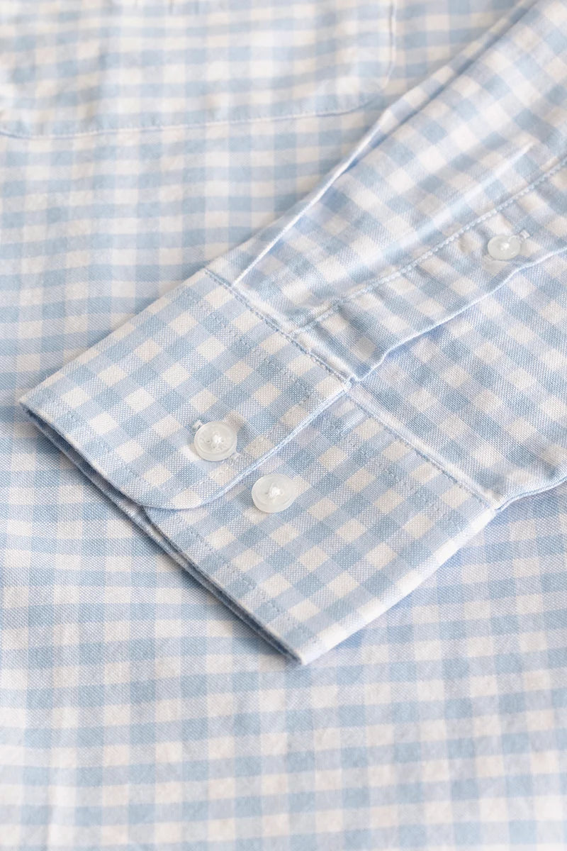 Light Blue Oxford Checks Plus Size Shirt