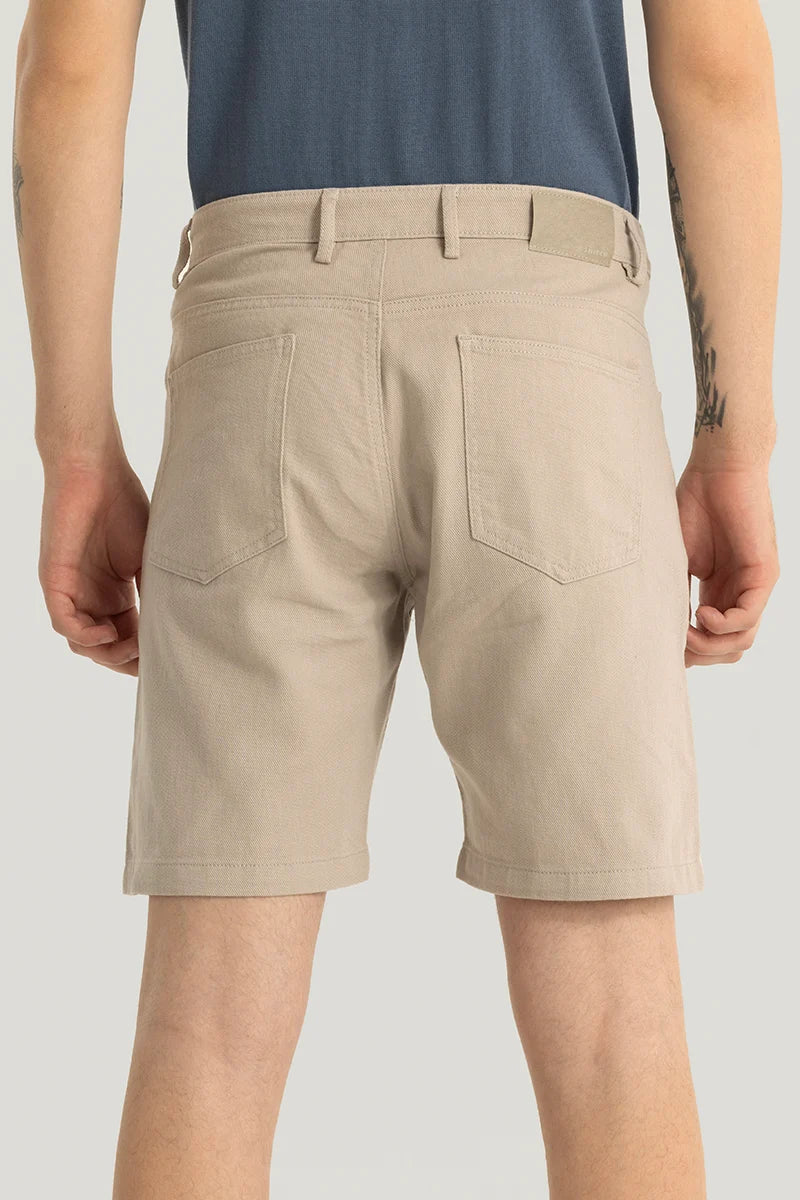 Viviane Beige Plain Regular Fit Shorts