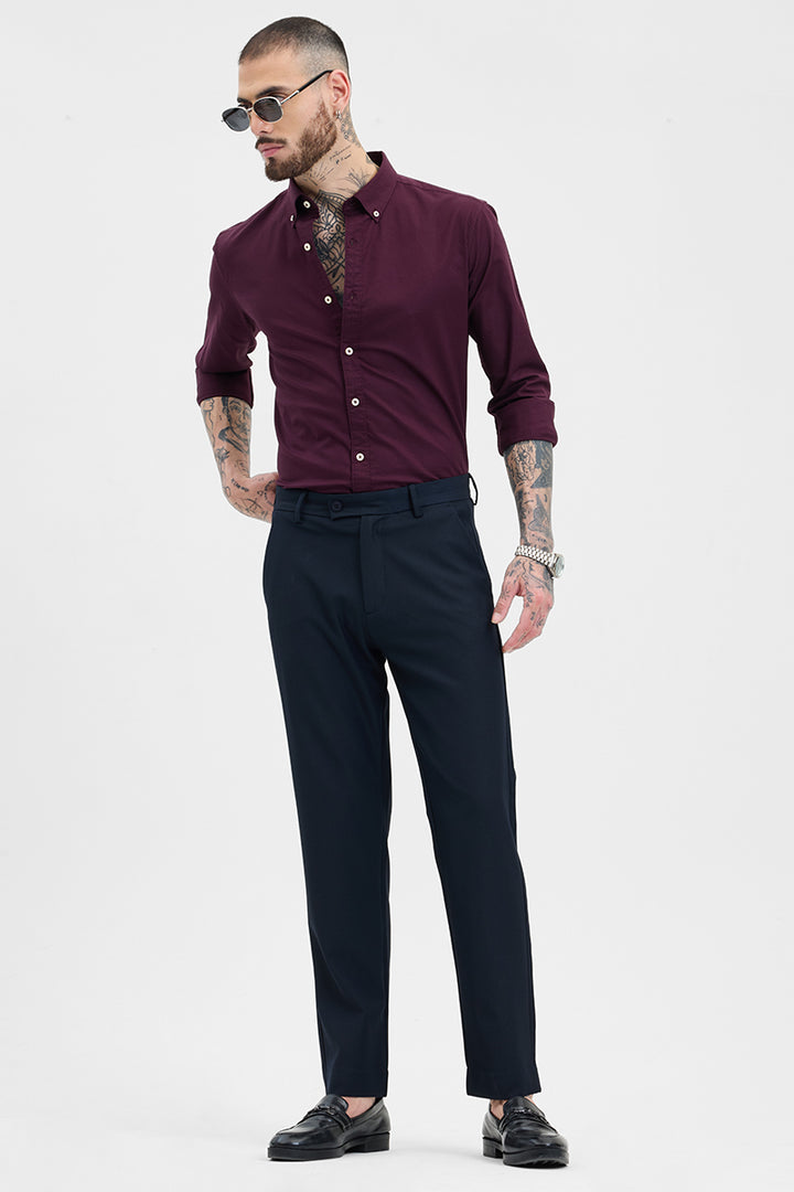 Navy Stretch Slim Fit Trousers