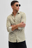 Beige Stripes Slim Fit Stretch Shirt