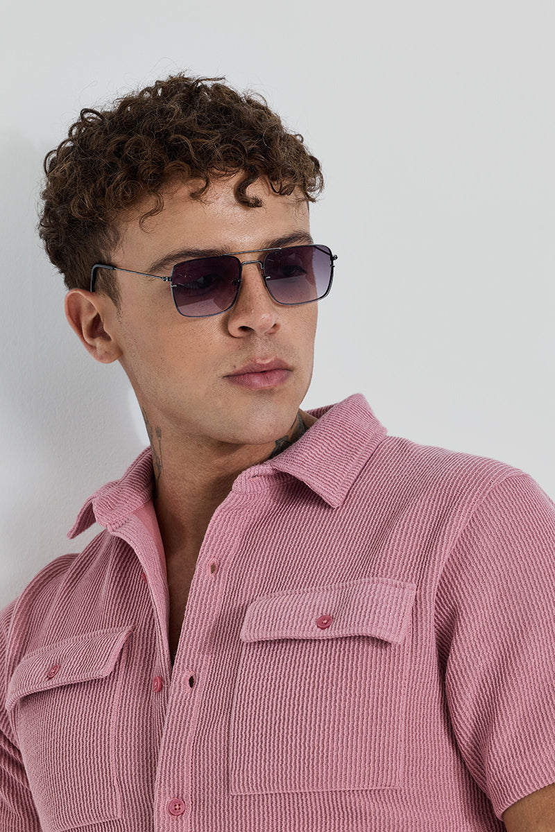 Pink Textured Double Pocket Shirt