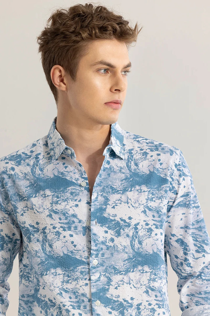 Aquarelli Abstract Powder Blue Shirt