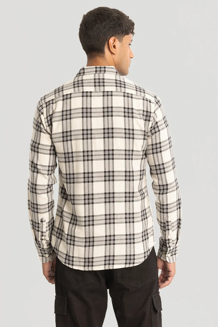 Off White Checks Slim Fit Shirt