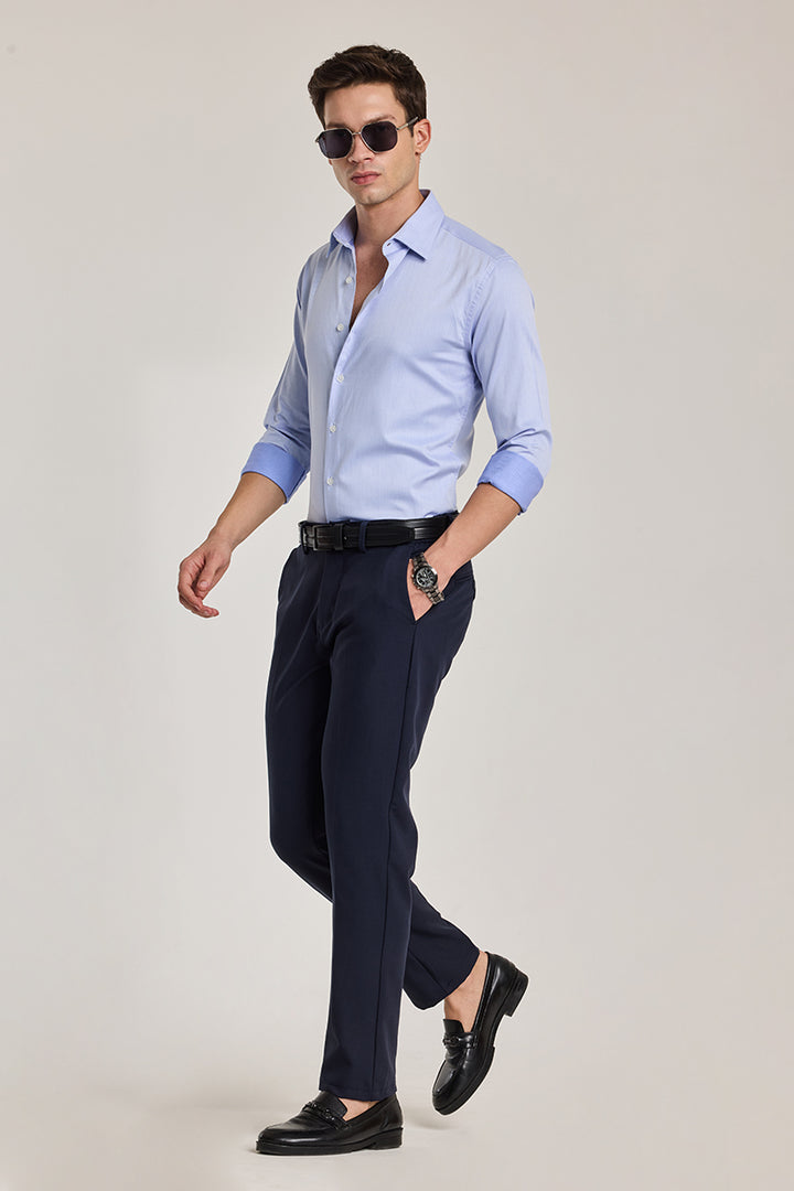 Light Blue Solid Slim Fit Shirt