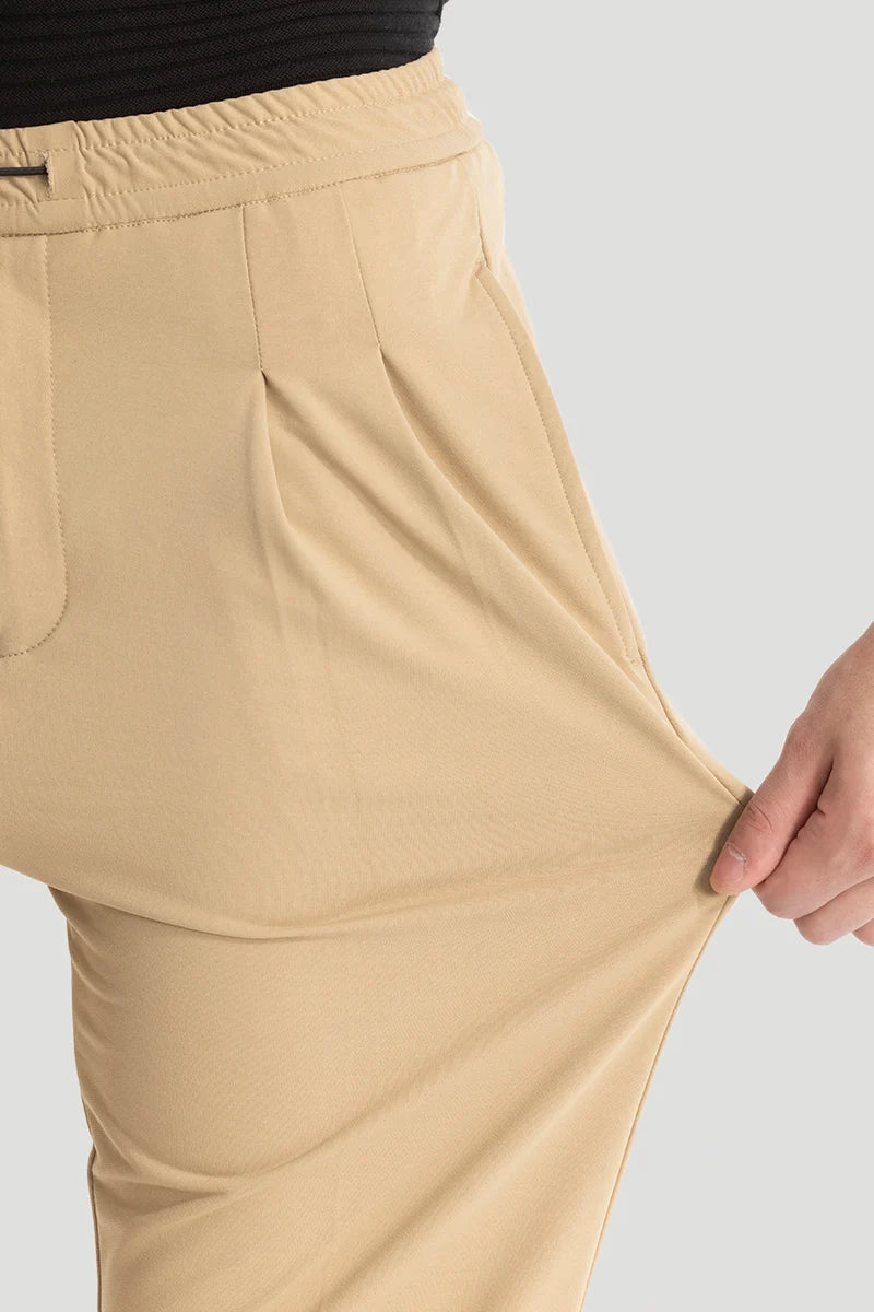 Beige Relaxed Fit Trousers