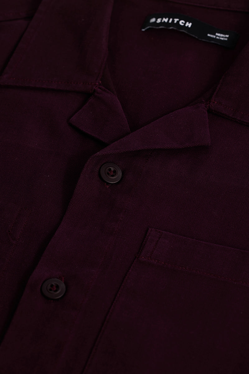 Burgundy Relaxed Fit Overshirt