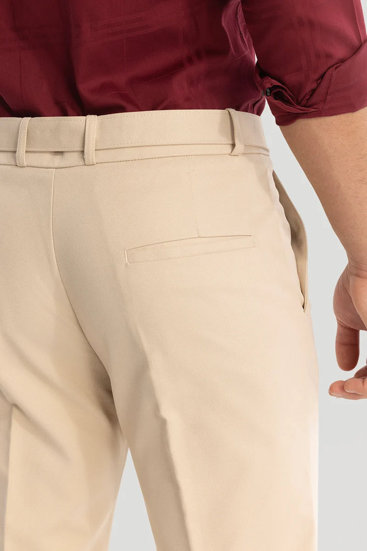 Beige Slim Fit Trousers