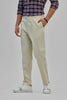 Cream Textured Relaxed Fit Trousers