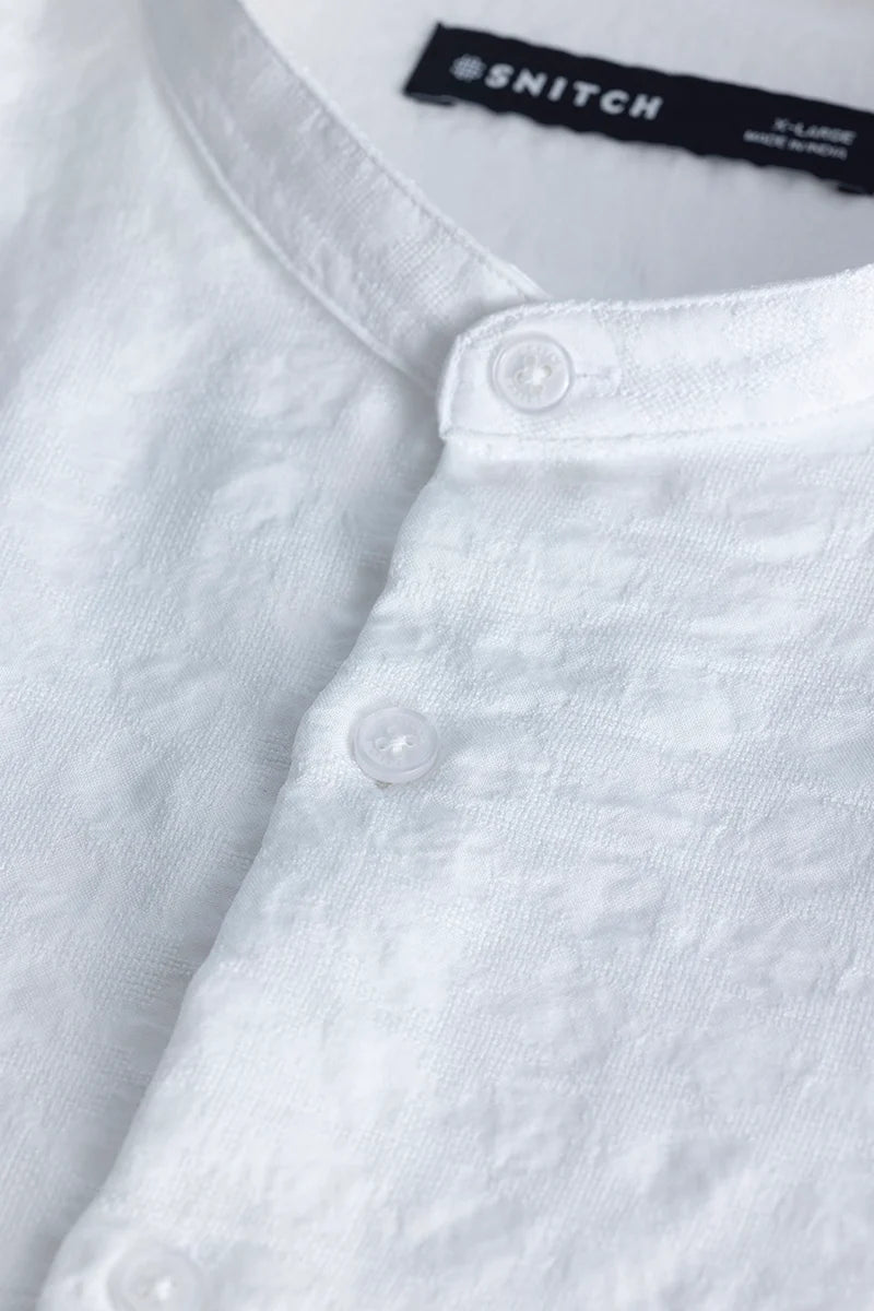 White Mandarin Textured Shirt