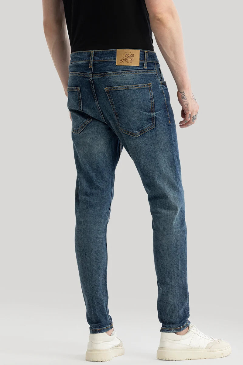 Phantom Indigo Blue Plain Skinny Fit Jeans