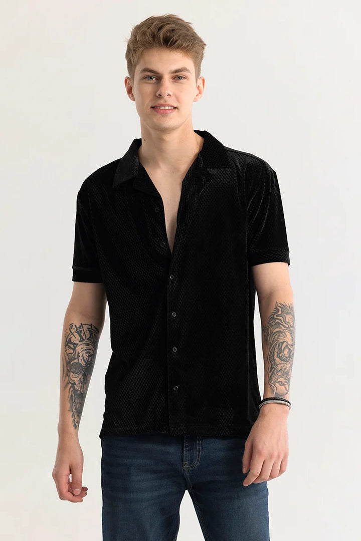 Tove Velvet Textured Black Shirt