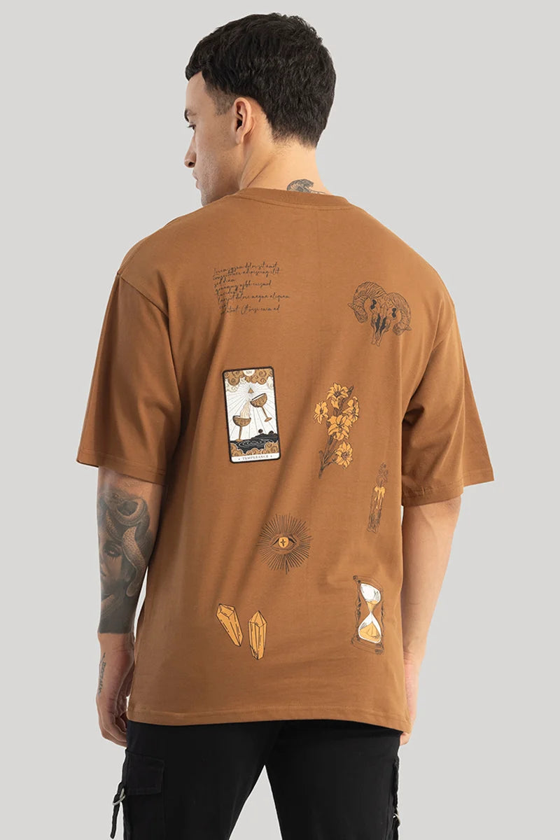 Le Soliel Brown Oversized T-Shirt