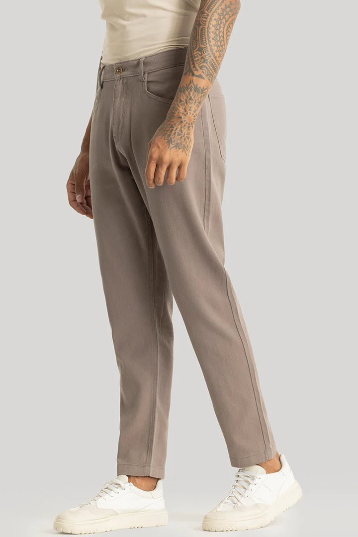 Camille Light Brown Plain Relaxed Fit Chinos