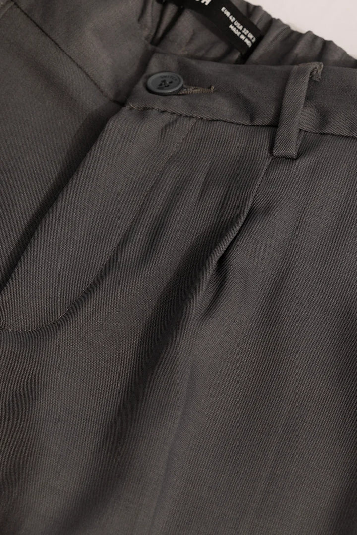 Grey Plain Relaxed Fit Trousers