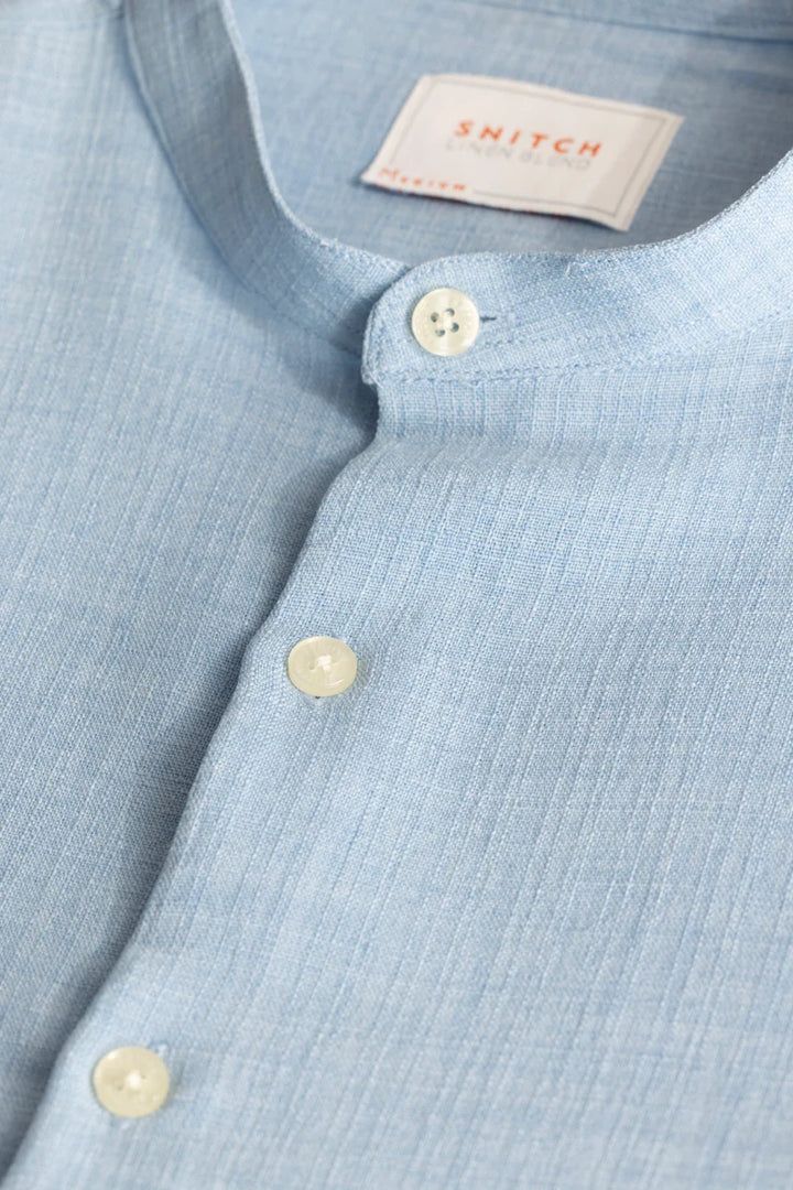 Light Blue Mandarin Linen Shirt