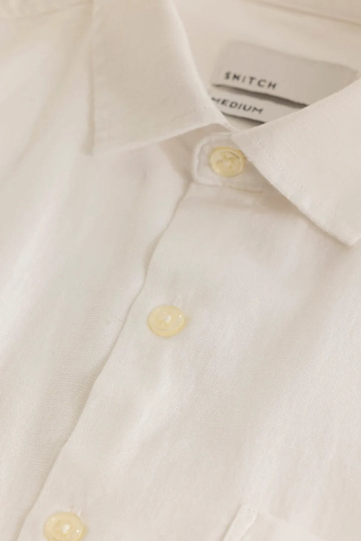 Claudio Off White Plain Linen Shirt