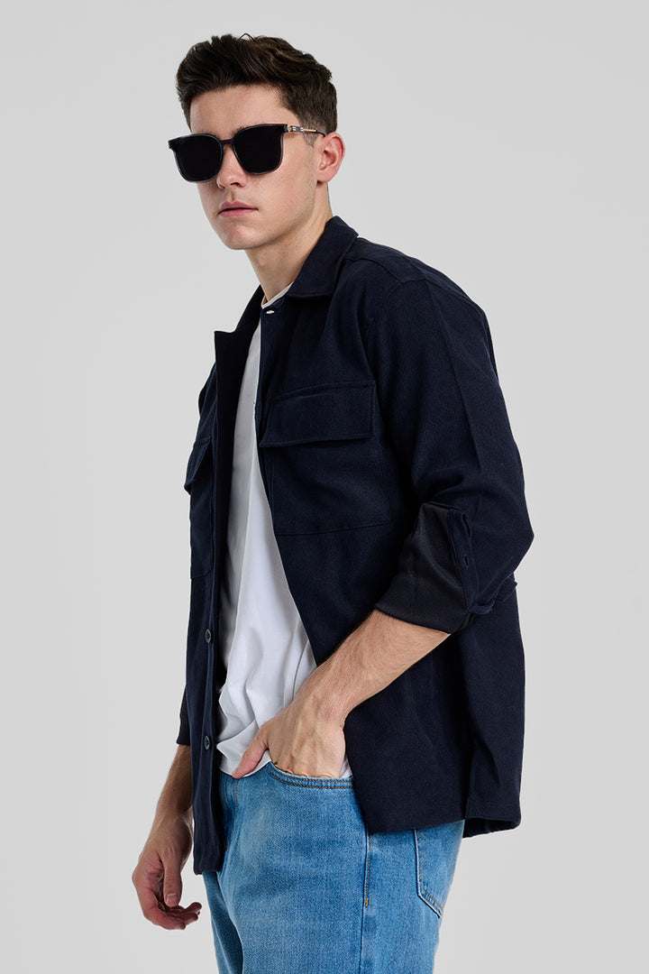 Navy Double Pocket Overshirt