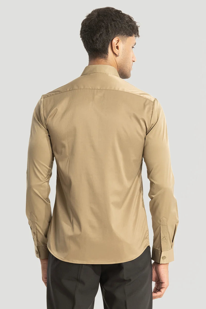 Khaki Slim Fit Stretch Shirt