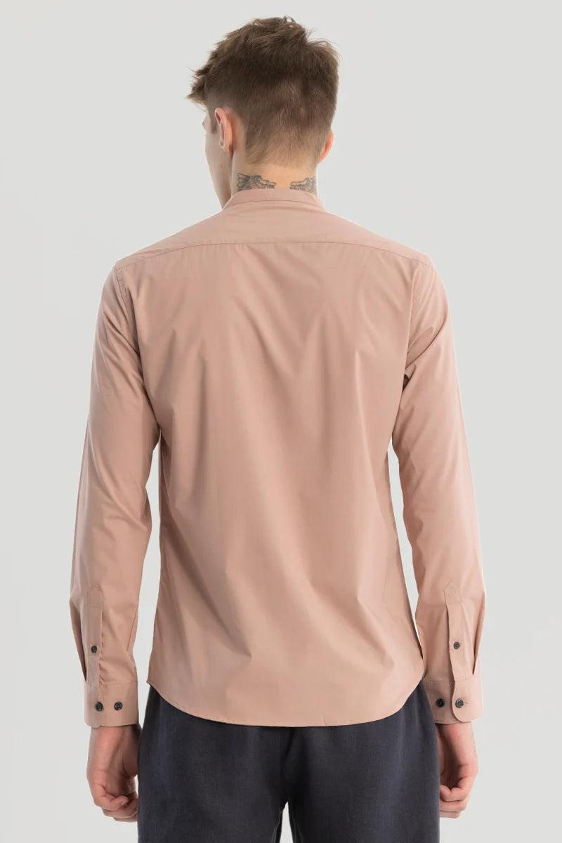 Peach Plain Mandarin Shirt