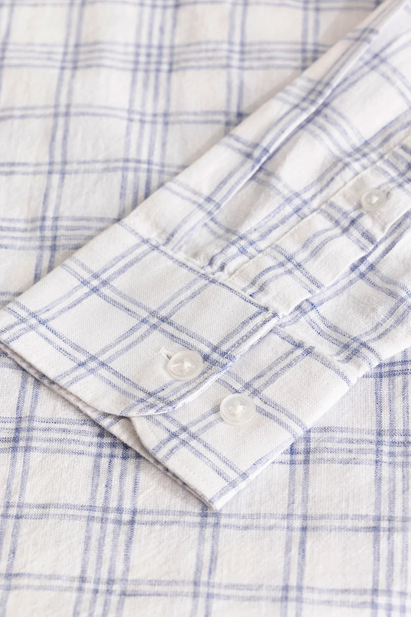 Light Blue Checks Linen Blend Shirt