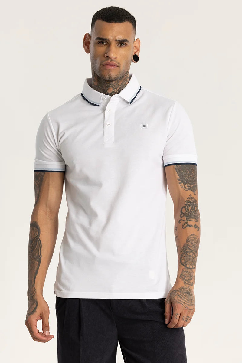 White Slim Fit Polo T-Shirt